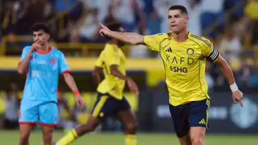 Cristiano Ronaldo dalam laga Al Nassr vs Al Riyadh di Liga Pro Saudi 2025/2026, Minggu (21/9/2025)