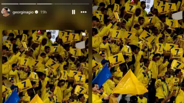 Tunangan Ronaldo, Georgina Rodriguez mengunggah dukungan para penggemar Al Nassr lewat Instagram Storie