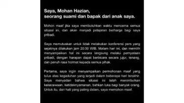 Pernyataan Mohan Hazian atas kegaduhan dugaan kasus pelecehan seksual