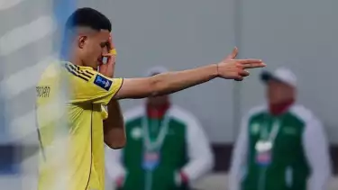 Selebrasi Abdullah Al-Hamddan setelah cetak gol di laga Arkadag vs Al Nassr dalam turname ACL Two 2025/2026, Rabu (11/2/2026)