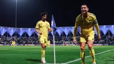 Perayaan gol Cristiano saat laga Al Fateh vs Al Nassr, Minggu (15/2/2026)