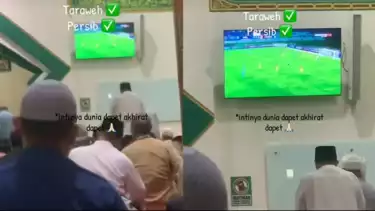 Viral, Masjid nobar laga Persib vs Ratchaburi FC di tengah shalat tarawih