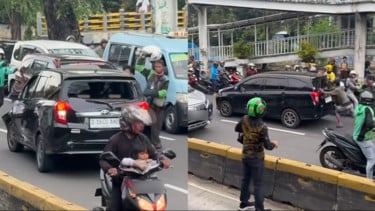 Viral! Mobil Diamuk Massa Setelah Lawan Arah di Kemacetan dan Menabrak Pengguna Jalan di Gunung Sahari