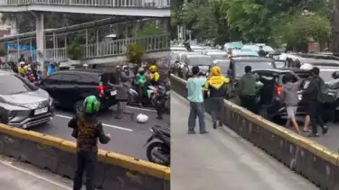 Mobil Calya lawan arus dikejar massa di Gunung Sahari