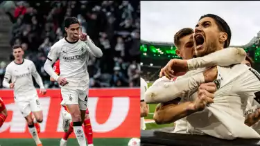 Kevini Diks usai cetak gol dan jadi pahlawan Borussia Moenchengladbach