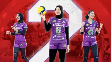 Megawati Hangestri bersama skuad Jakarta Pertamina Enduro