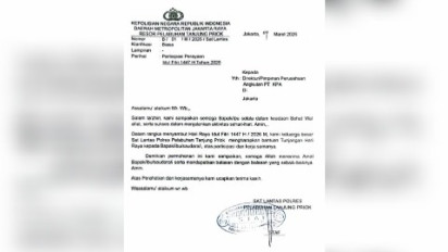 Beredar Surat Minta THR Diduga dari Satlantas Polres Pelabuhan Tanjung Priok ke Perusahaan, Begini Isinya