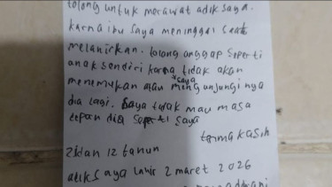 Surat Kakak yang Tinggalkan Adik Berusia 2 Hari di Pejaten: Ibu Meninggal Melahirkan, Saya Tak Mau Masa Depannya Seperti Saya