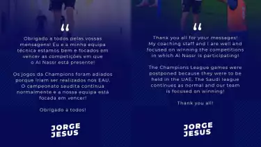 Jorge Jesus mengindikasikan bahwa Liga Pro Saudi 2025/2026 tetap berlangsung