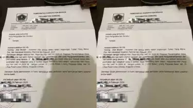 Surat proposal diduga Pemerintah Desa minta jatah THR kepada pengusaha di Kemang, Kabupaten Bogor viral