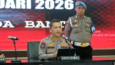 Kabidhumas Polda Banten, Kombes Pol Maruli Ahiles Hutapea, di Serang, Banten, Kamis (5/3/2026).