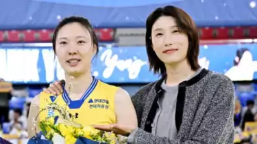 Yang Hyo-jin, middle blocker Hyundai Hillstate (kiri) dan Kim Yeon-koung Ratu Voli Korea.