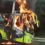 Bus Pariwisata Ludes Dilalap Api di Tol Cipali KM 95
