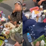 Diduga Kelaparan, Keluarga Pemudik ini Nekat Piknik Gelar Makan Bersama di Bahu Jalan Tol 