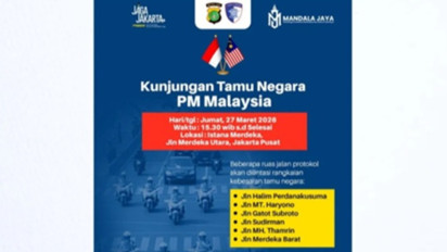 Ada Rekayasa Lalu Lintas saat Kedatangan PM Malaysia ke Jakarta Hari Ini 27 Maret 2026, Dimulai Pukul 15.30 WIB