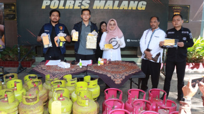 Polres Malang Bongkar Penyalahgunaan LPG 3 Kg yang Disuntik ke Bright Gas untuk Dijual Berantai
