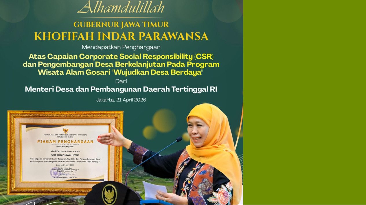 Gubernur Khofifah Terima Penghargaan CSR dan Pengembangan Desa Berkelanjutan 2026
            - galeri foto