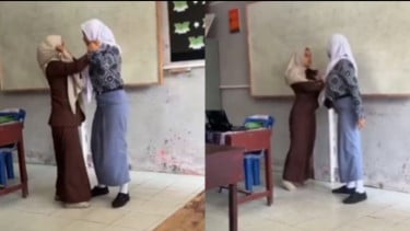 Siswi SMA Jambak hingga Tarik Kerah Baju Gurunya di Ruang Kelas Malah Jadi Tontonan, Warganet Geger