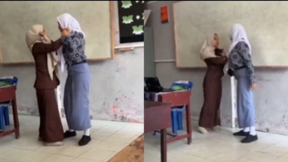 Siswi SMA Jambak hingga Tarik Kerah Baju Gurunya di Ruang Kelas Malah Jadi Tontonan, Warganet Geger