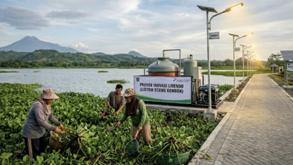 Eceng Gondok Disulap Jadi Listrik di Waduk Cengklik