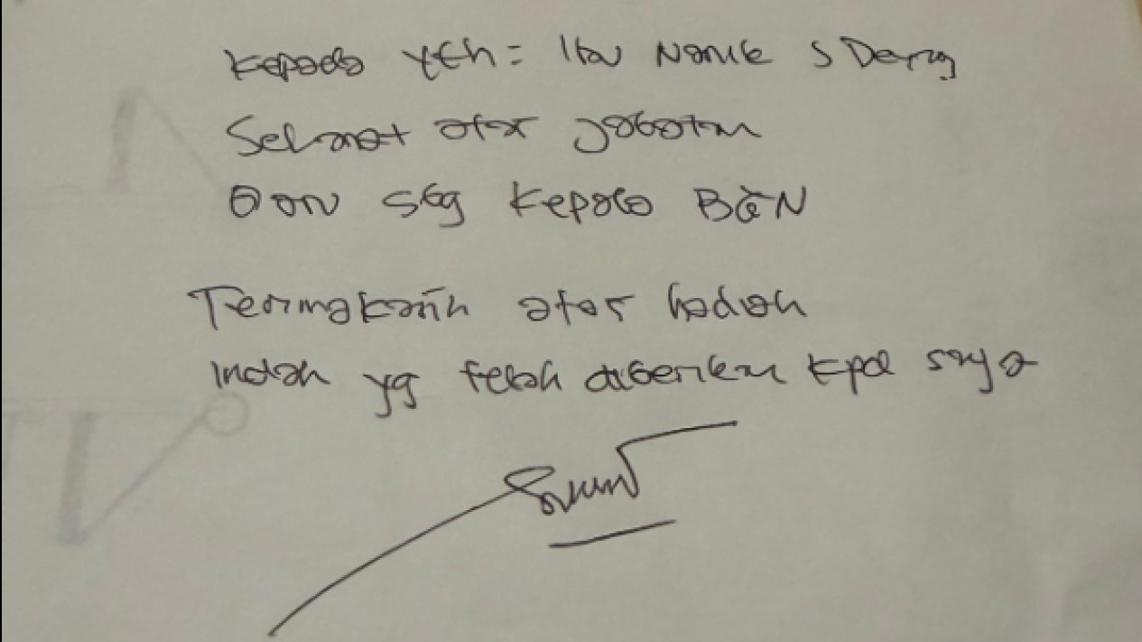 Lewat Unggahan Surat Eks Pimpinan BGN Singgung Nanik S Deyang: Hadiah Indah yang Diberikan Kepada Saya
            - galeri foto