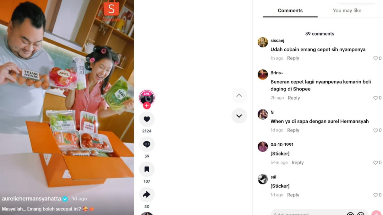Postingan Atta dan Aurel Banjir Komentar, Netizen Antusias Sambut Shopee Belanja Instant 1 Jam Tiba
            - galeri foto