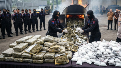 Sebanyak 28,3 Kg Ganja dan 3,3 Kg Sabu Dimusnahkan, Ini Hasil Operasi Besar Berantas Narkoba Polres Jakarta Pusat