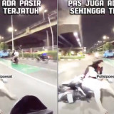 Viral! Detik-detik Pemotor Lawan Arah Tersungkur Lalu Tonjok Pengendara Lain di Jatinegara, Begini Kata Polisi