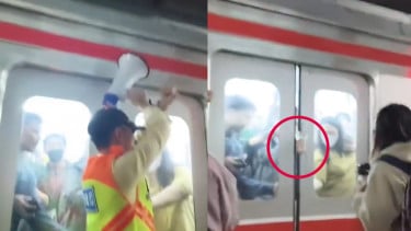 Detik-detik Tangan Penumpang KRL Terjepit Pintu Sambil Pegang Segelas Kopi, Kereta Tetap Berjalan Meski Petugas Beri Kode Darurat