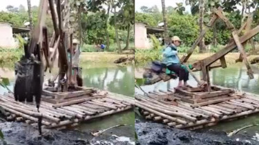 Bukan Main! Seorang Pria asal Cikampek Bikin Ekskavator dari Kayu, Belajar Secara Otodidak Lewat YouTube