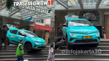 Taksi Green SM Nyangkut di Tangga Pejalan Kaki ITC Permata Hijau Jaksel, Netizen: Dan Terjadi Lagi
