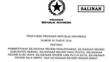 Prabowo Terbitkan Perpres Pembentukan Tujuh Kejari Baru