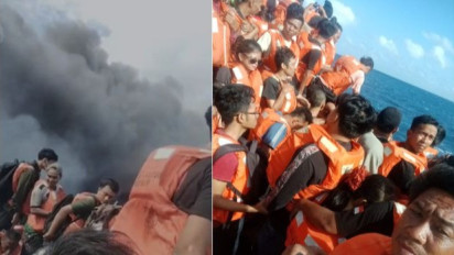 KM Sentosa II Terbakar di Tengah Laut Madura, Asap Tebal Membumbung Tinggi ke Udara