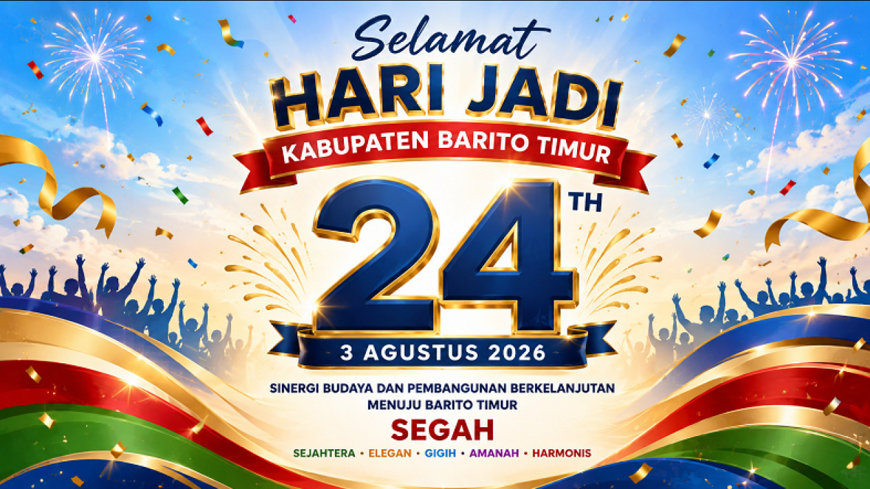 10 Ucapan Selamat Hari Jadi Kabupaten Barito Timur ke-24 Tahun 2026, Cocok Dijadikan Caption di Media Sosial
            - galeri foto