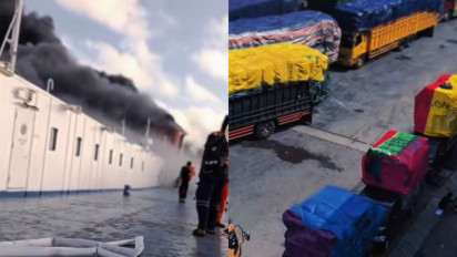 Viral Video Truk Mengantre Masuk Kapal KM Mutiara Sentosa 2 Sebelum Terbakar, Netizen Doakan Penumpang Selamat