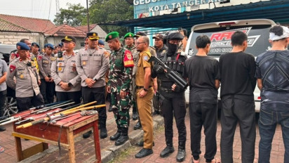Enam Orang Diduga Hendak Tawuran Diamankan di Tangerang Selatan, Barang Bukti Sembilan Senjata Tajam Disita