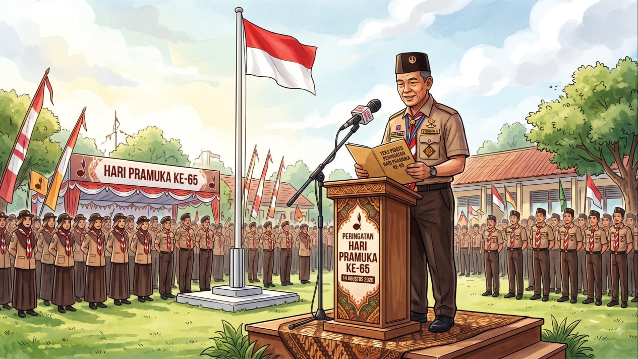 Contoh Teks Pidato Pembina Upacara Hari Pramuka ke-65 sesuai Tema Nasional Tahun 2026
            - galeri foto