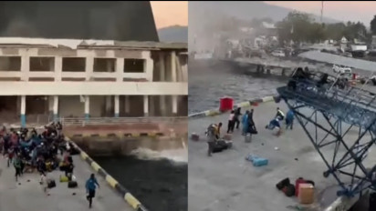 Detik-detik Calon Penumpang di Pelabuhan Maumere Terlempar ke Laut Usai Gempa Dahsyat Guncang NTT