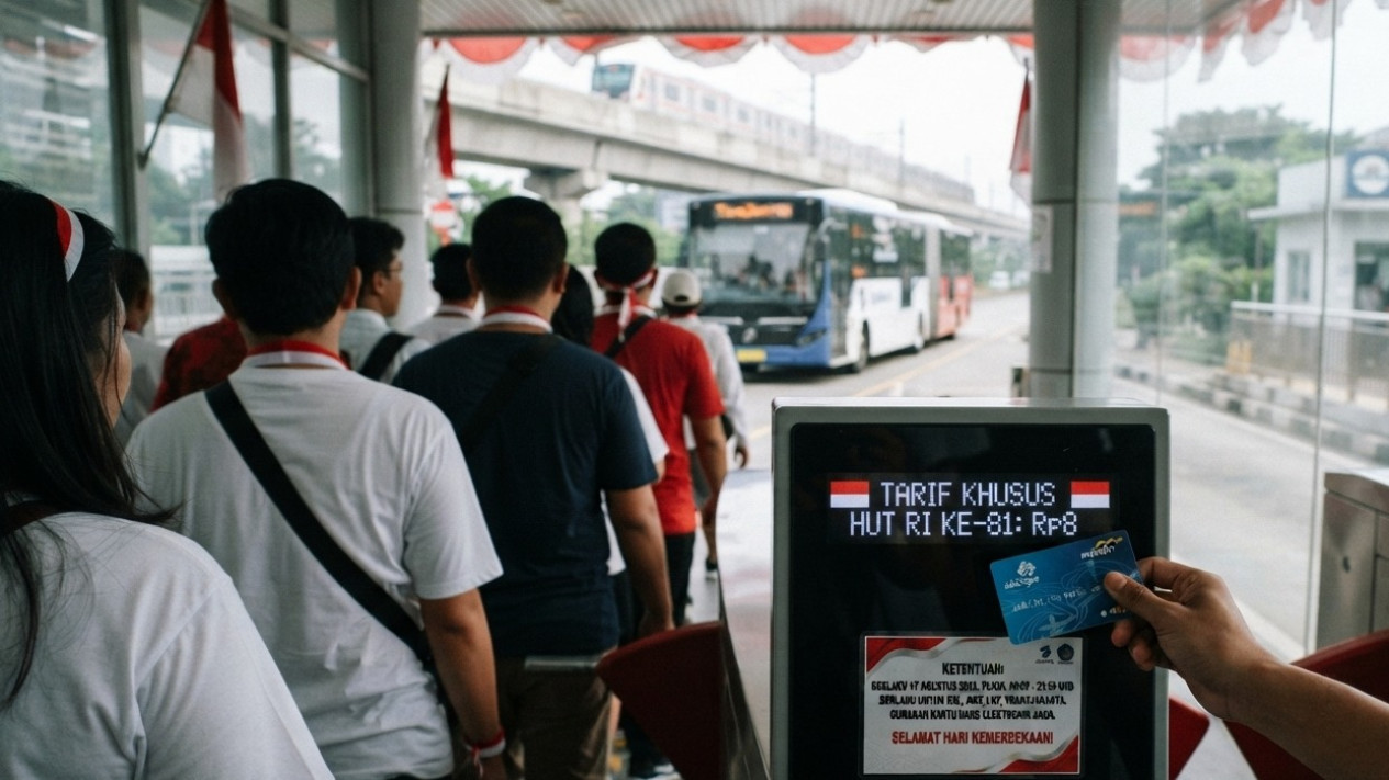 Kabar Gembira! Tarif KRL, MRT, LRT, dan TransJakarta Cuma Rp8 pada 17 Agustus 2026, Ini Jadwal dan Ketentuannya
            - galeri foto