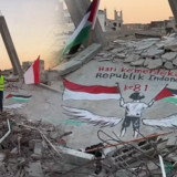 Dari Palestina Untuk Indonesia, Seniman Asal Gaza Beri Hadiah Manis Lukisan di Puing Reruntuhan 