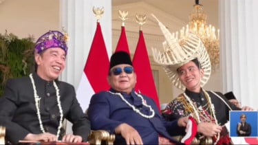 Momen Kedekatan Prabowo, Jokowi, dan Gibran di Istana Negara, Mensesneg: Bestie!