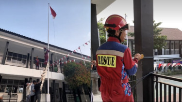 Kesulitan Turunkan Bendera Merah Putih, Siswa SMA Minta Bantuan Pemadam Kebakaran