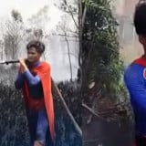 Viral Remaja Palangka Raya Pakai Kostum Superman Saat Padamkan Karhutla, Ini Alasannya