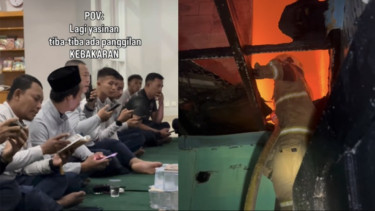 Viral, Lagi Khusyuk Yasinan, Petugas Damkar Langsung Bergegas Usai Terima Laporan Kebakaran