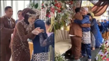 Menikah di Hari yang Sama, Pasangan Mempelai Ini Saling Kondangan Pakai Baju Pengantin