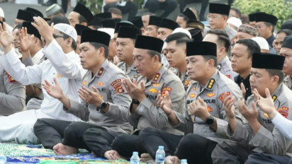Ikhtiar Hadapi Musim Kemarau dan Ancaman Karhutla, Polda Sumsel Gelar Sholat Istisqo