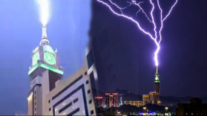 Arab Saudi Dilanda Cuaca Ekstrem, Petir Menyambar Menara Abraj Al-Bait Hingga Badai Debu di Madinah