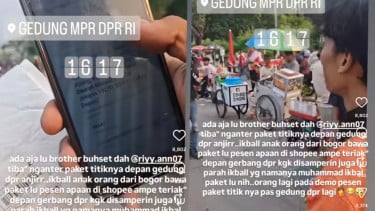 Bikin Ketawa, Aksi Tukang Paket Cari Orang saat Demo di DPR, Videonya Tuai Beragam Reaksi Netizen