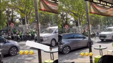 Viral, Aksi Gagah Berani Pengemudi Honda Brio Paksa Mundur Pengendara Lawan Arus di Stasiun Lempuyangan