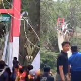 Viral Detik-detik Jembatan Gantung Pongpet Ambruk Setelah Diresmikan